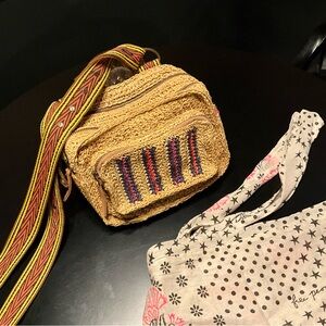 Free People Tan Crossbody Bag with Textured Design